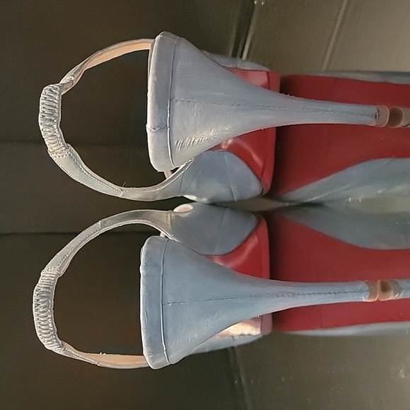 Christian Louboutin baby blue eel, lady peeps 120 heel, with 1in platform ๐38.5 - Picture 3 of 14